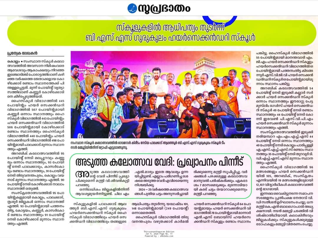 Kerala State School Kalolsavam Through the Newspapers